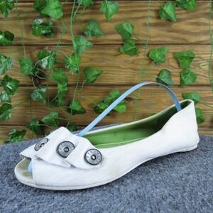 Blowfish Women Pleated Flat White Fabric Sz 7 Medium‎ Gently Used 2025